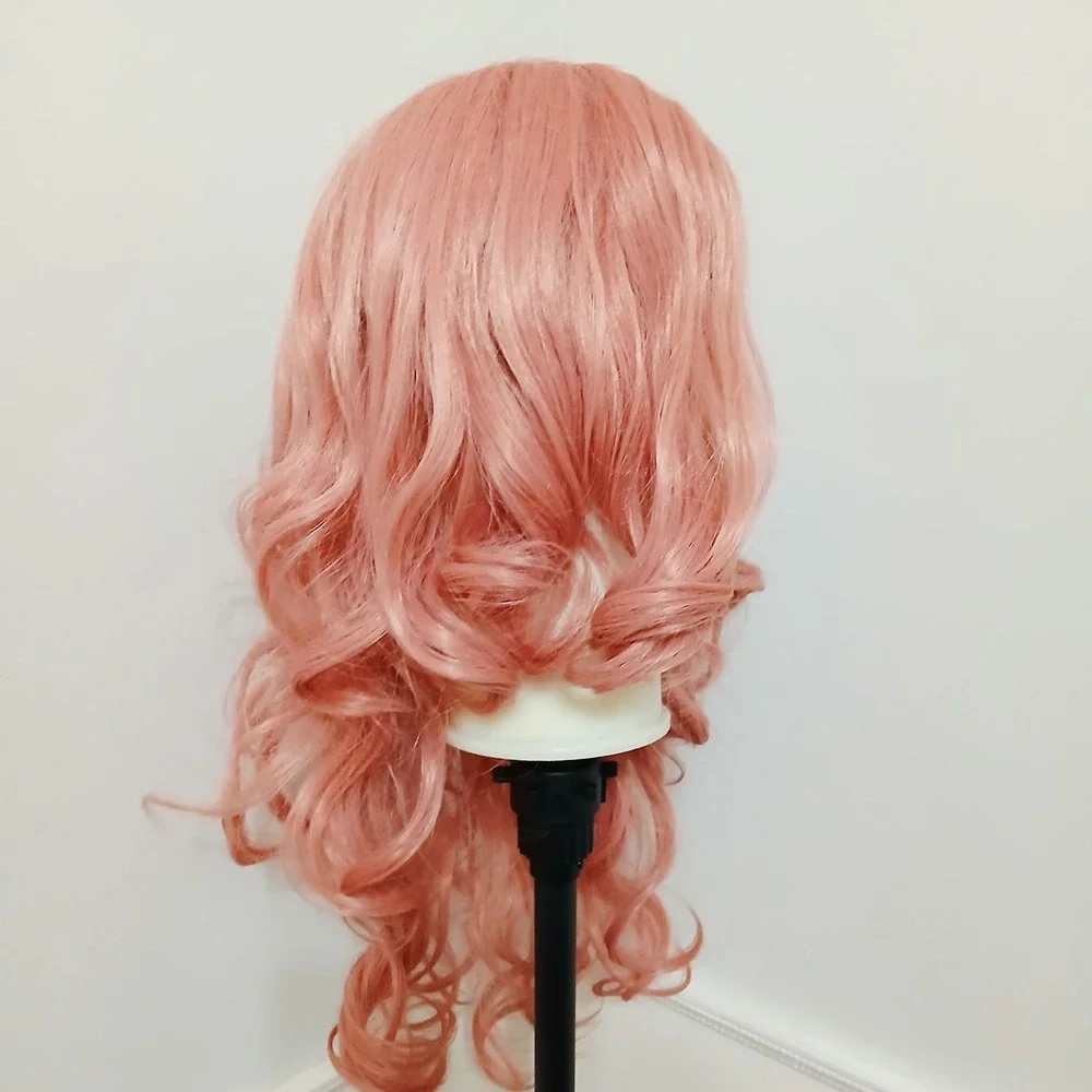 Pink Wavy Long Synthetic Wig 22 Inch Curly Cosplay Costume Hair